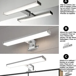 Applique mural LED 8W 30 cm IP44 pour salle de bain miroir et meubleslim en aluminium chromé avec lumière blanche neutre