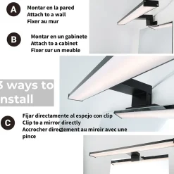 Applique mural LED 8W 30 cm IP44 pour salle de bain miroir et meuble slim en aluminium noir mat avec lumière blanche neu