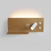 Applique mural 7W spot orientable 3W avec port USB et Type C interrupteurs lumière 2700K spot droit en métal effet bois.