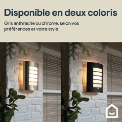 Applique murale à détection Grandy E27 40W IP44 GoodHome gris chrome