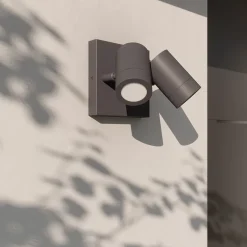 Applique murale 2 têtes Tongoa GU10 25W IP44 Goodhome gris