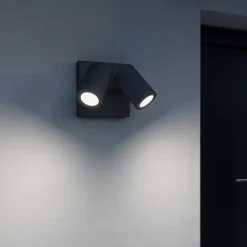 Applique murale 2 têtes Tongoa GU10 25W IP44 Goodhome gris