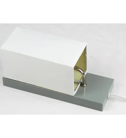 Applique murale abat jour tissu blanc socle metal Gris Lampe 1 spot lumière LED