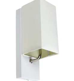 Applique murale abat jour tissu blanc socle metal Lampe 1 spot lumière LED