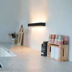 Applique murale allongée design noire 60 cm - Houx