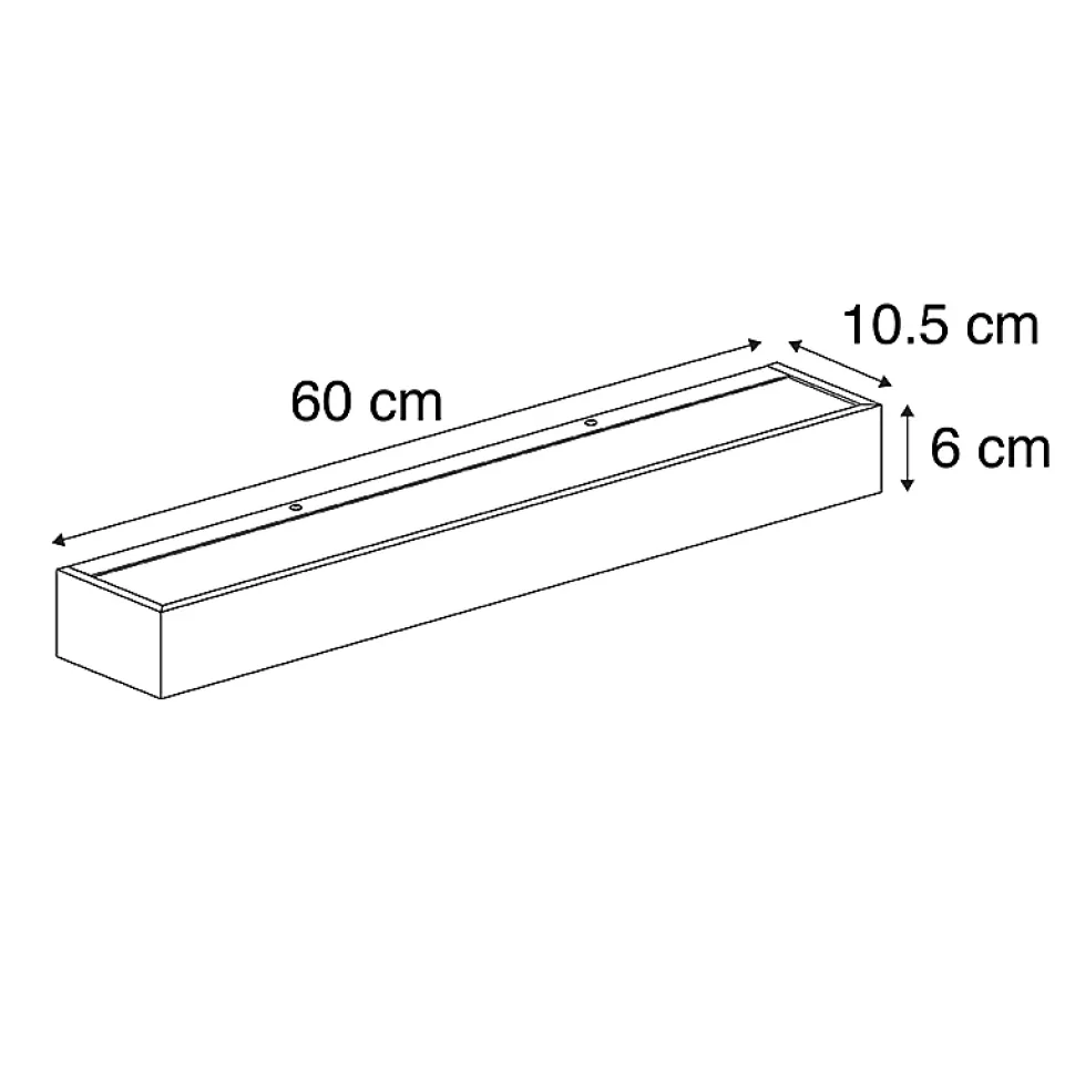 Applique murale allongée design noire 60 cm - Houx