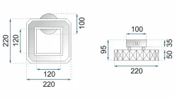 APPLIQUE MURALE APP415-W GREY 22X22X22CM
