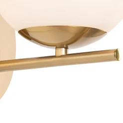 Applique murale Art Déco dorée et verre opale - Flore