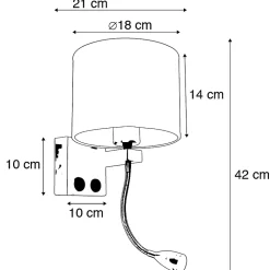 Applique murale Art déco dorée avec USB et abat-jour gris - Brescia