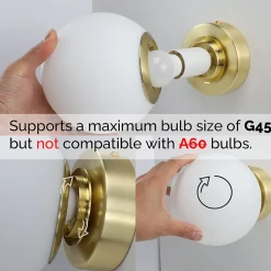 Applique murale au design nordique avec boule de cristal en aluminium doré LUNAR - Douille de lampe E27 G45.