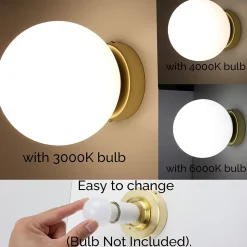 Applique murale au design nordique avec boule de cristal en aluminium doré LUNAR - Douille de lampe E27 G45.