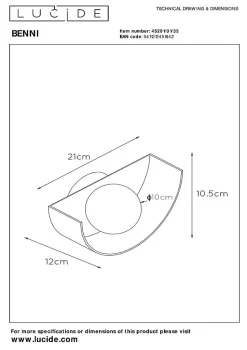 Applique murale BENNI en acier avec 1xG9 - Vert - Lucide