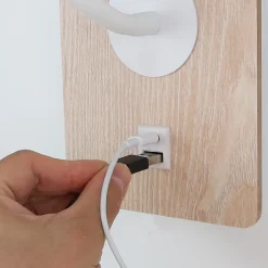 Applique murale blanc et bois avec faisceau de lecture flexible 3W port USB et Type C interrupteur avec puces CREE