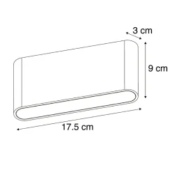 Applique murale blanche 17,5 cm avec LED IP65 - Batt