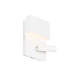 Applique murale blanche avec LED, USB et liseuse avec interrupteur - Robin