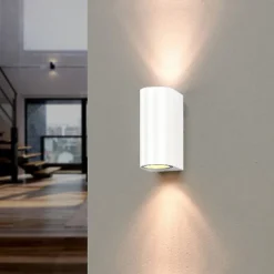 Applique Murale Blanche LED IP44 double faisceau GU10 - SILAMP