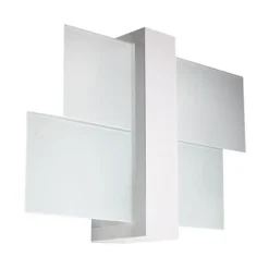 Applique Murale Bois 2 rectangles de Verre pour Ampoule E27 - SILUMEN - Blanc