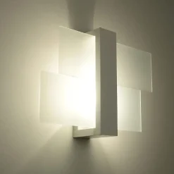 Applique Murale Bois Blanc Rectangles de Verre pour Ampoule E27 - SILAMP