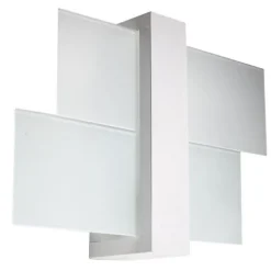 Applique Murale Bois Blanc Rectangles de Verre pour Ampoule E27 - SILAMP