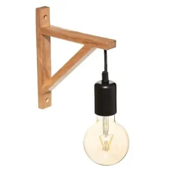 Applique Murale Bois Naturel 22.5cm - SILUMEN - Beige - E27 - IP20