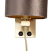 Applique murale bronze avec abat-jour en velours marron 18 cm - Brescia