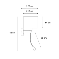 Applique murale bronze avec abat-jour en velours marron 18 cm - Brescia