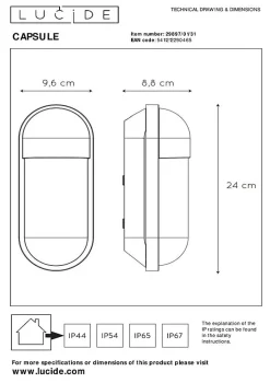 Applique murale CAPSULE en synthétique avec 1xE27 - Blanc - Lucide