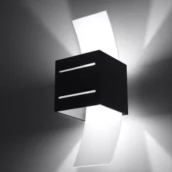 Applique Murale Carré Noir avec Plaque en Verre pour Ampoule G9 - SILUMEN - Noir