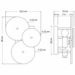 Applique murale chic métal doré brillant et verre - Emilia