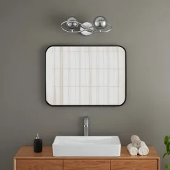 Applique murale chromée design double verre fumé - Novale