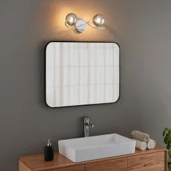 Applique murale chromée design double verre fumé - Novale