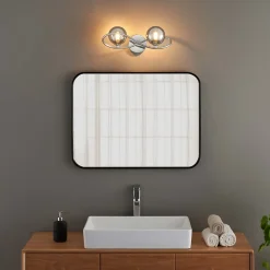 Applique murale chromée design double verre fumé - Novale