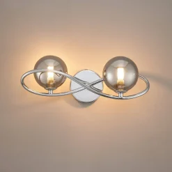 Applique murale chromée design double verre fumé - Novale