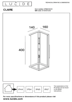 Applique murale CLAIRE en métal avec 2xE27 - Blanc - Lucide
