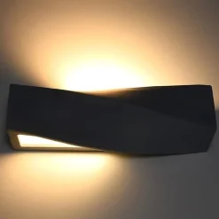 Applique Murale Céramique Rectangle pour Ampoule E27 - SILUMEN - Noir - Blanc - Noir - Chrome