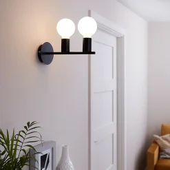 Applique murale Darrah 2 lampes E27 IP20 noir
