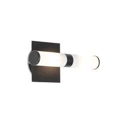 Applique murale de salle de bain moderne noire IP44 2 lumières - Bath