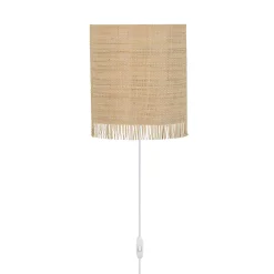 Applique murale demi-lune avec cordon en raphia frangé coloris naturel Ibiza E14 60W IP20 L.20 x H.23 x P.10cm Corep