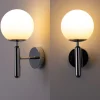 Applique Murale Design Boule en Cristal Opalin et Support Argenté Douille E27 Idéal pour Chambre Salon et Couloir