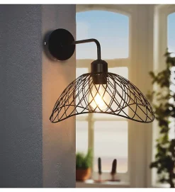 Applique murale design Kim métal noir compatible LED