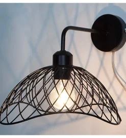 Applique murale design Kim métal noir compatible LED