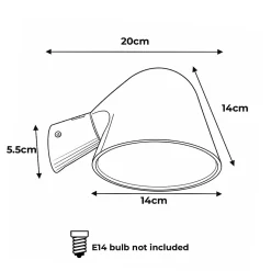 Applique Murale Design Moderne Blanche Abat-jour Conique, 1xE14 max 10W