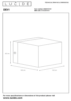 Applique murale DEVI en aluminium avec 1xG9 - Blanc - Lucide
