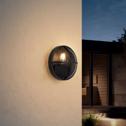 Applique murale d'extérieur noire ronde IP65 - Target