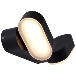 Applique murale d'extérieur LED 'Motus' en métal et plastique noir, avec LED intégrée