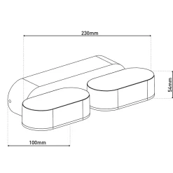 Applique murale d'extérieur LED 'Motus' en métal et plastique noir, avec LED intégrée