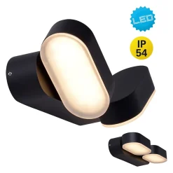 Applique murale d'extérieur LED 'Motus' en métal et plastique noir, avec LED intégrée