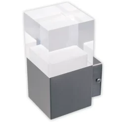 Applique murale d'extérieur LED 'Leah' en métal et plastique en acier brillant, LED intégrée