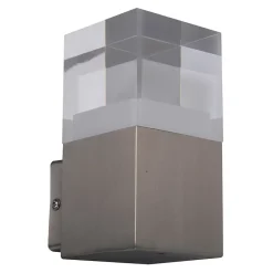 Applique murale d'extérieur LED 'Leah' en métal et plastique en acier brillant, LED intégrée