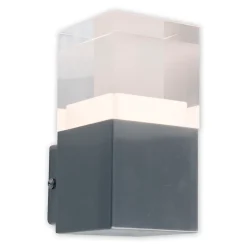 Applique murale d'extérieur LED 'Leah' en métal et plastique en acier brillant, LED intégrée